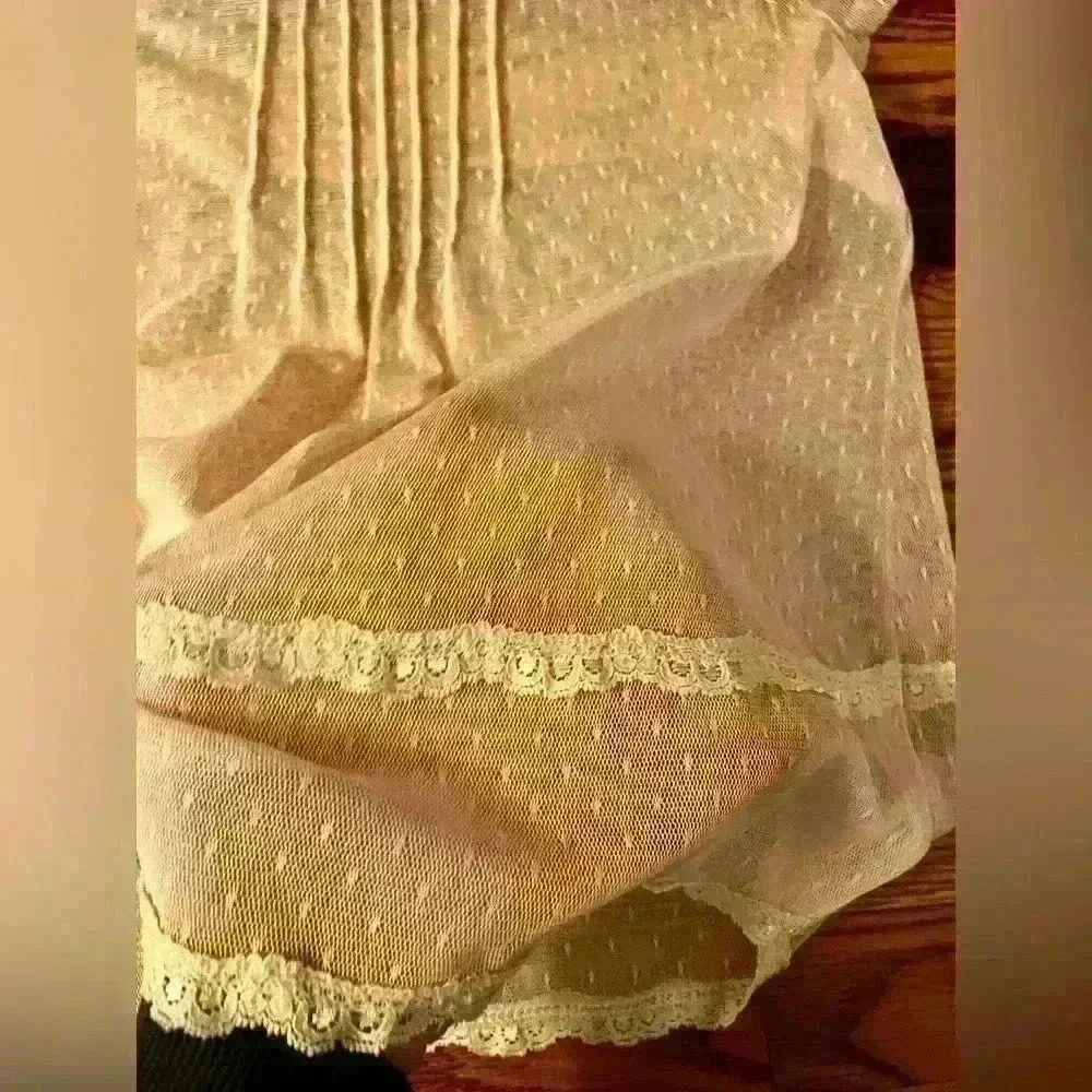 KIMCHI BLUE Overlay Top - Sz S - Sheer Mesh Blouse - Vintage / Made in USA - Picture 7 of 11